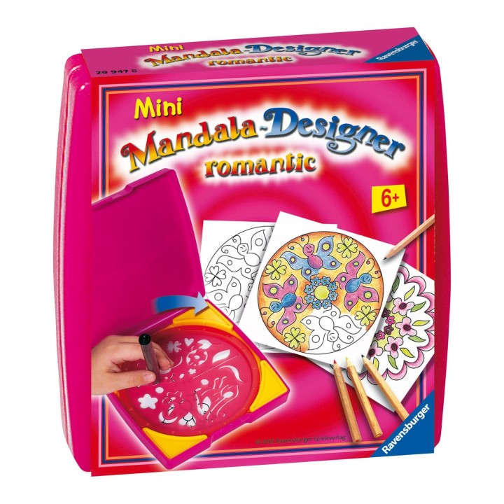 Ravensburger – Mandala Designer – Mini – Dessin – Loisir créatif – Kit voyage – Pochoir – Romantic – Activité créative – Enfant 