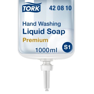 Tork Savon liquide pour les mains S1/S11, extra hygiénique, qualité Premium, 1 x 1000 ml, 420810