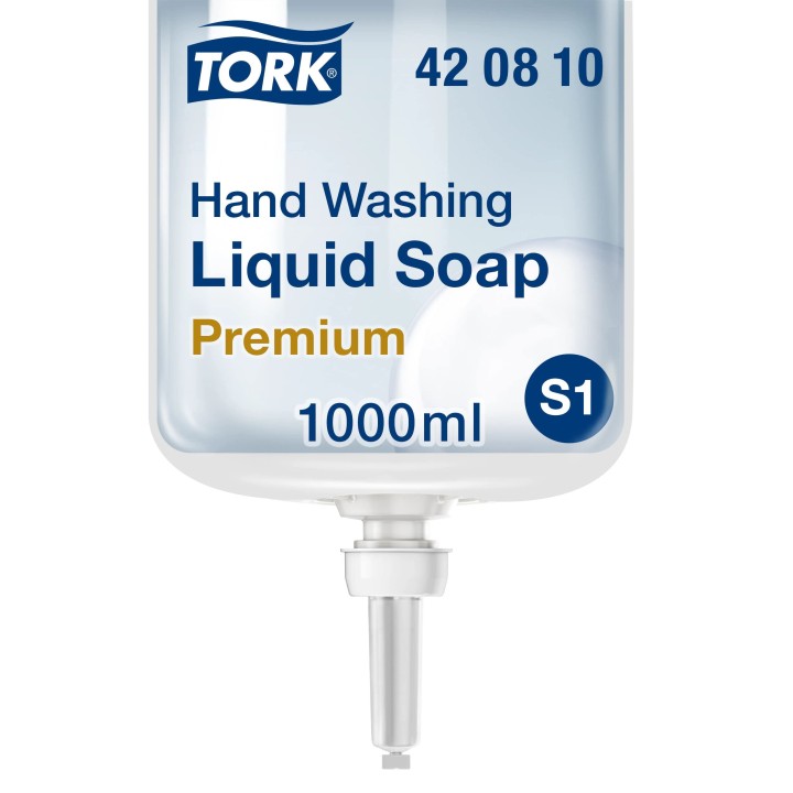 Tork Savon liquide pour les mains S1/S11, extra hygiénique, qualité Premium, 1 x 1000 ml, 420810