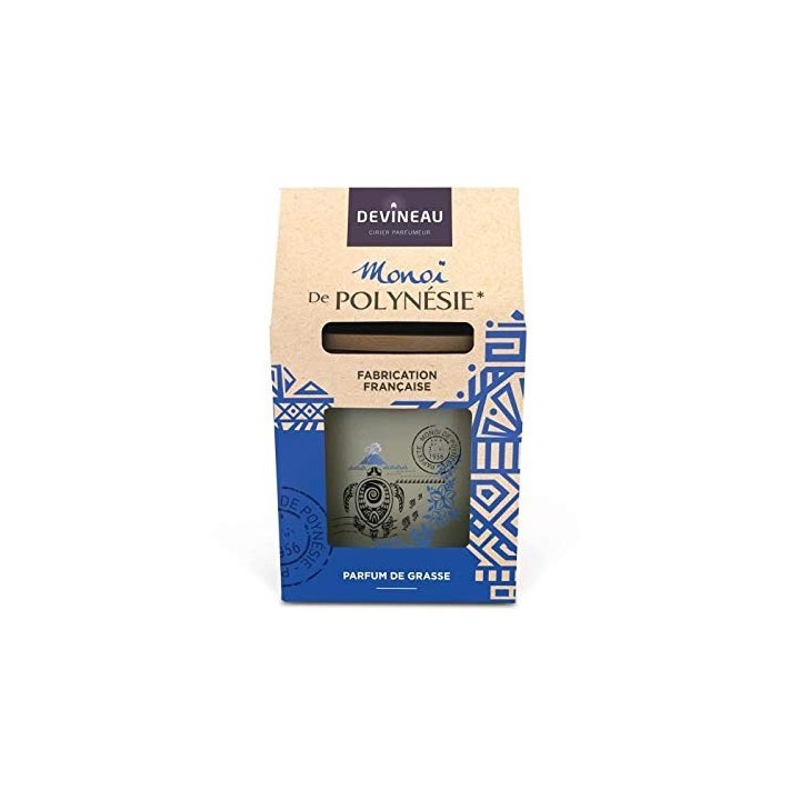 DEVINEAU Coffre bougie parfumée 2 meches - Contenant ovale - Monoi de Polynésie
