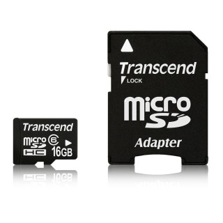 Transcend 16 Go Carte mémoire microSDHC Classe 6 avec adaptateur TS16GUSDHC6