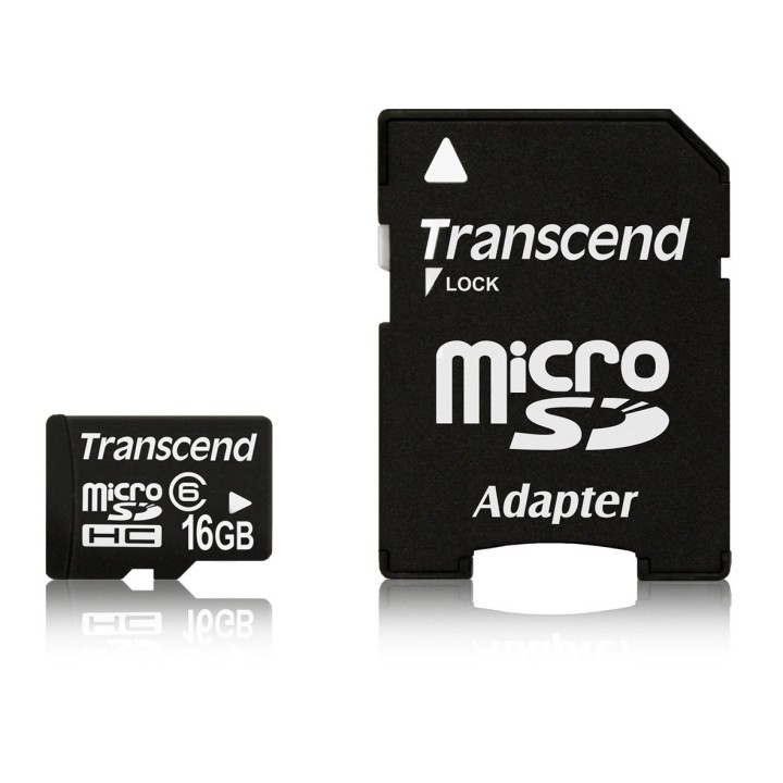 Transcend 16 Go Carte mémoire microSDHC Classe 6 avec adaptateur TS16GUSDHC6