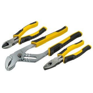 STANLEY Lot de 3 Pinces - Pince Coupante Diagonale 150 mm, Pince Multiprise 250 mm, Pince Universelle 180mm - Grip Caoutchouc An