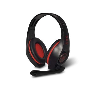 'SPIRIT OF GAMER "PRO-H5" RED Casque Micro pour PC / Prise Jack 3,5 mm / Télécommande sur le Câble / HP 40 mm avec Coussinets Re
