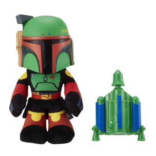 Star Wars Mattel Peluche Boba Fett 30 cm avec transformateur de Voix et Lance-roquette Souple pneumatique, Jouet pour Enfant, HH