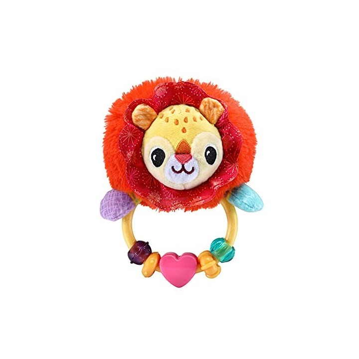 Hochet Bebe Anneau Leo Petit lionceau Tout Doux - differentes matieres, Sons (Clochette, Perles) - pour vtech eveil 3-18 Mois