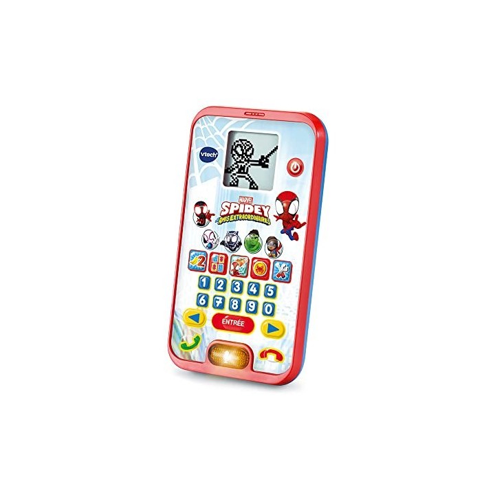 VTech - Le Smartphone Éducatif de Spidey, Jouet Téléphone Interactif - 3/7 Ans, 1 jeu électronique- Version FR, Enfant