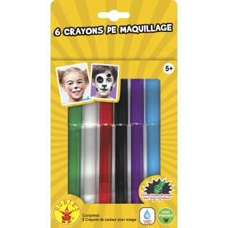 Rubie's France-156284 6 Crayons De Maquillage Eau, Unisex Children, 156284, Multicolore, Taille Unique