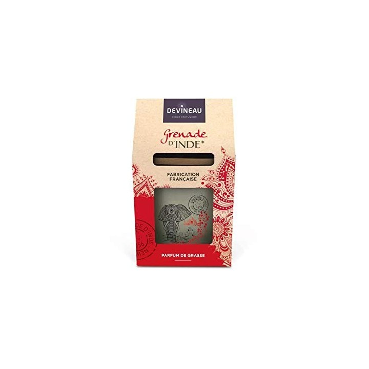 DEVINEAU Coffre bougie parfumée 2 meches - Contenant ovale - Grenade d'Inde