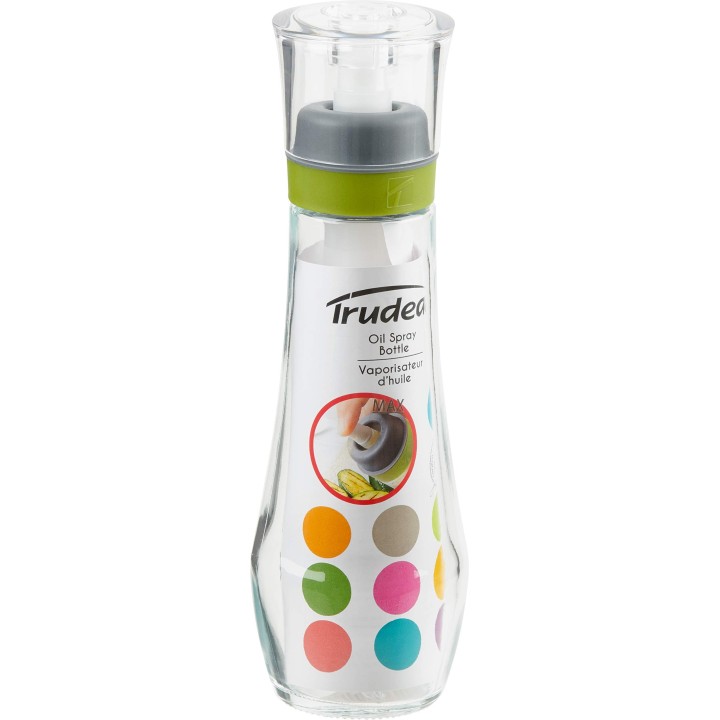 Trudeau Maison Oil Spray Glass Bottle 10oz-Gray/Green, Verre, White, Large