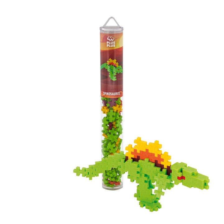 PLUS PLUS - Tube Spinosaure - PP4238, 100 PCS , Vert, Jaune, Orange