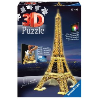 Ravensburger - Puzzle 3D Building - Tour Eiffel illuminée - A partir de 10 ans - 226 pièces numérotées à assembler sans colle - 