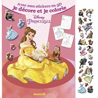 DISNEY PRINCESSES - Avec mes stickers en 3D, je décore et je colorie
