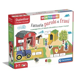 Clementoni- Animali Sapientino Ferme Mots et Phrases Montessori 3 Ans, Jeu éducatif Animaux, développement de Langue – Fabriqué 