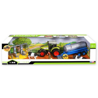 STARLUX – Coffret Tracteur Claas 446 avec Animaux et Accessoires – 802107 (Citerne à Lait et Stabulation)