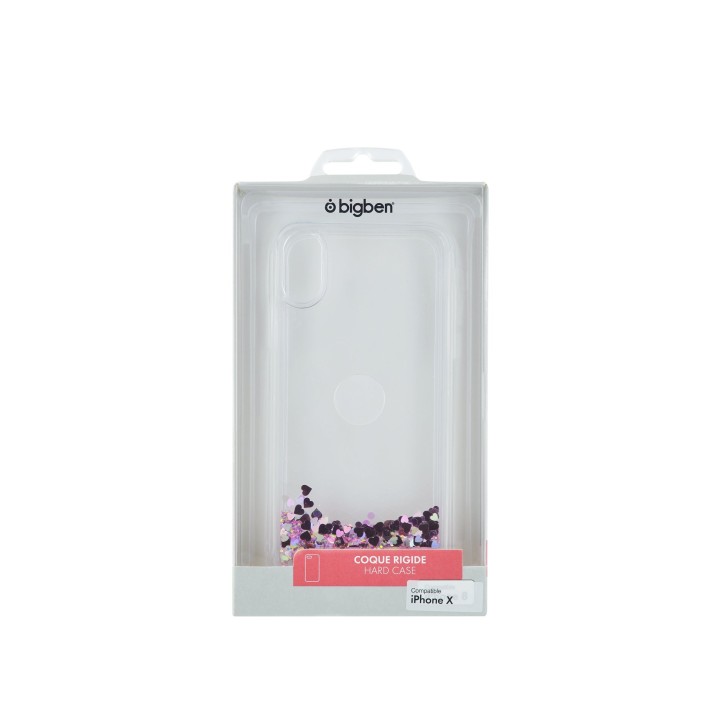 BigBen Connected Coque rigide liquide avec paillette pour iPhone XS Rose