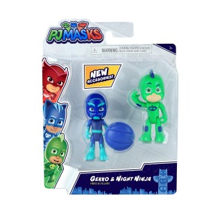 PJ Masks- Lot de 2 Figurines Pyjamasques-Série 2-Gekko et Ninja de Nuit, PJM65M00, Multicolore, 20.3 x 15.7 x 5.1 cm