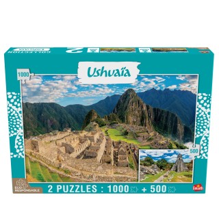 Goliath - Puzzle Adulte - Collection Ushuaïa - 2 Puzzles : Machu Picchu (Pérou - 1000 pièces) et Tikal (Guatemala - 500 pièces)