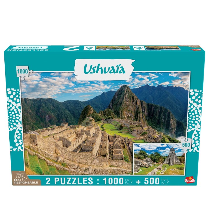 Goliath - Puzzle Adulte - Collection Ushuaïa - 2 Puzzles : Machu Picchu (Pérou - 1000 pièces) et Tikal (Guatemala - 500 pièces)