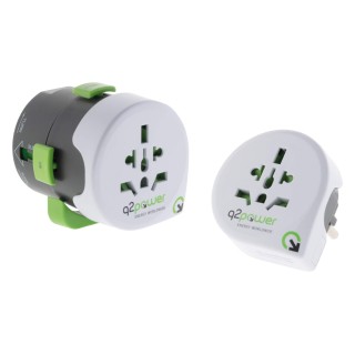 Q2 Power | Qdapter 360 USB World to Europe USB 2.1 A| Adaptateur de Voyage Universel avec Prise de Terre | Protection Antichoc K