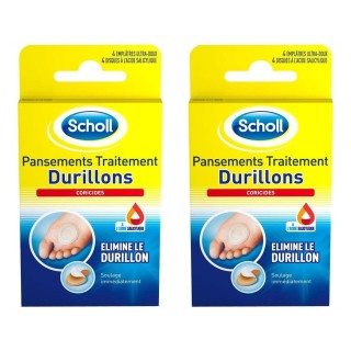 Scholl Pansements Pieds Traitement Durillons à l'Acide Salicylique 2 paquets de 4 pansements