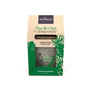 DEVINEAU Coffre bougie parfumée 2 meches - Contenant ovale - Eau de coco de Thailande