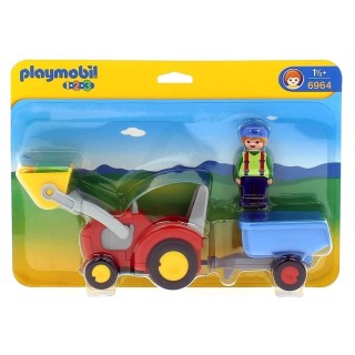 Playmobil 1.2.3. - 6964 - Fermier avec tracteur et remorque