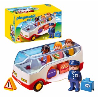 Playmobil 1.2.3 6773 Autocar de Voyage - avec Quatre Personnages, Un véhicule et des Accessoires - Mes Premiers Apprendre en s'a