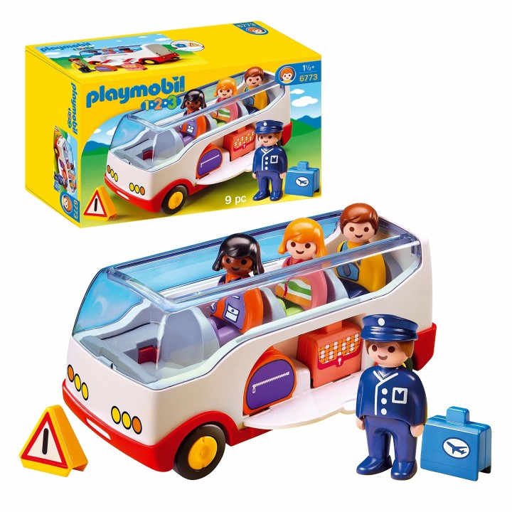 Playmobil 1.2.3 6773 Autocar de Voyage - avec Quatre Personnages, Un véhicule et des Accessoires - Mes Premiers Apprendre en s'a