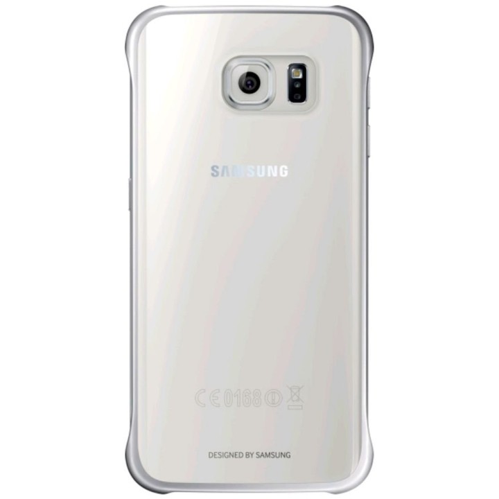 Samsung Coque de Protection Compatible avec Samsung Galaxy S6 Edge - Métallique Argent/Transparent