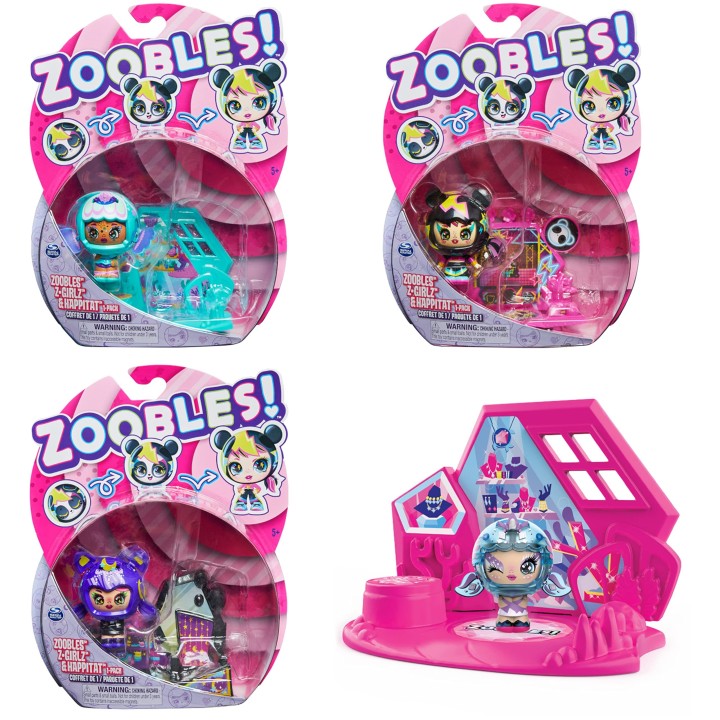 Zoobles Jouet - Pack 1 Zoobles Z-Girlz - Boules Magiques Colorées Transformables en Animaux Fantastiques et Poupées Z-Girlz Avec