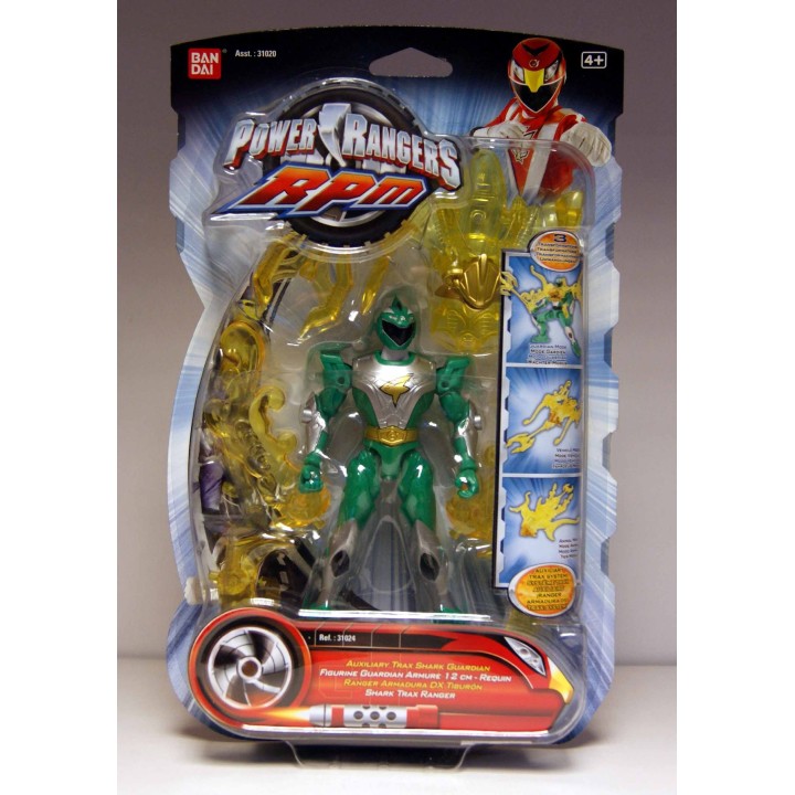Power Rangers - 31024 - RPM - Figurine - Auxiliary Trax - Shark Guardian Ranger - Vert 12CM