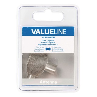 Valueline Répartiteur coaxial en métal femelle vers 2 mâles en T