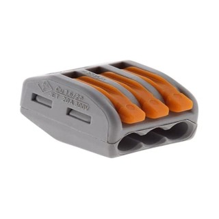 WAGO Lot de 15 mini bornes de connexion rapide à levier S222 pour fils rigides et souples 3 entrées