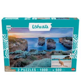 Goliath - Puzzle Adulte - Collection Ushuaïa - 2 Puzzles : Island Archway (Australie - 1000 pièces) et Kangourou (Australie - 50