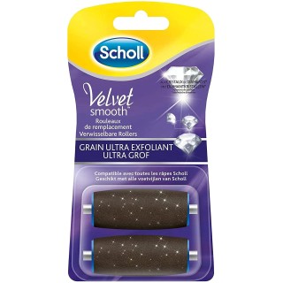 Scholl Rouleaux de Remplacement Grain Ultra Exfoliant pour Râpe Electrique Pieds x2 , en Velours