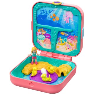 Polly Pocket Coffret Secret La Grotte de la Sirène, mini-figurine, accessoires, autocollants et 3 surprises cachées, jouet enfan