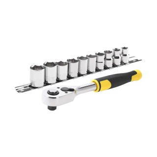 Stanley STMT82670-0 Cliquet 72 Dents – 3/8’’ + 10 Douilles - Angle De Reprise 5° - Levier D'Inversion Pour Basculement Rapide, P